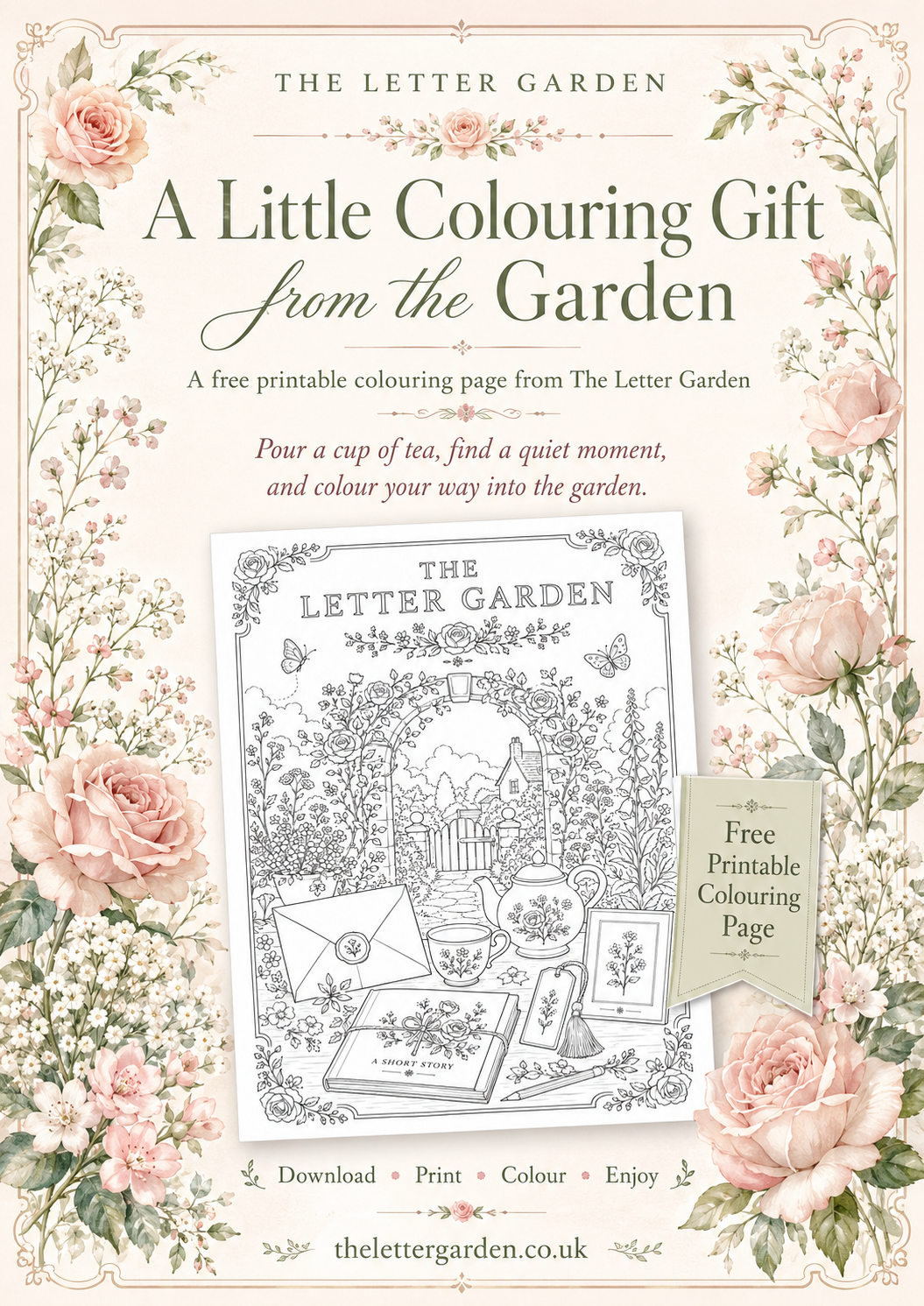 FREE Letter Garden Colouring Page