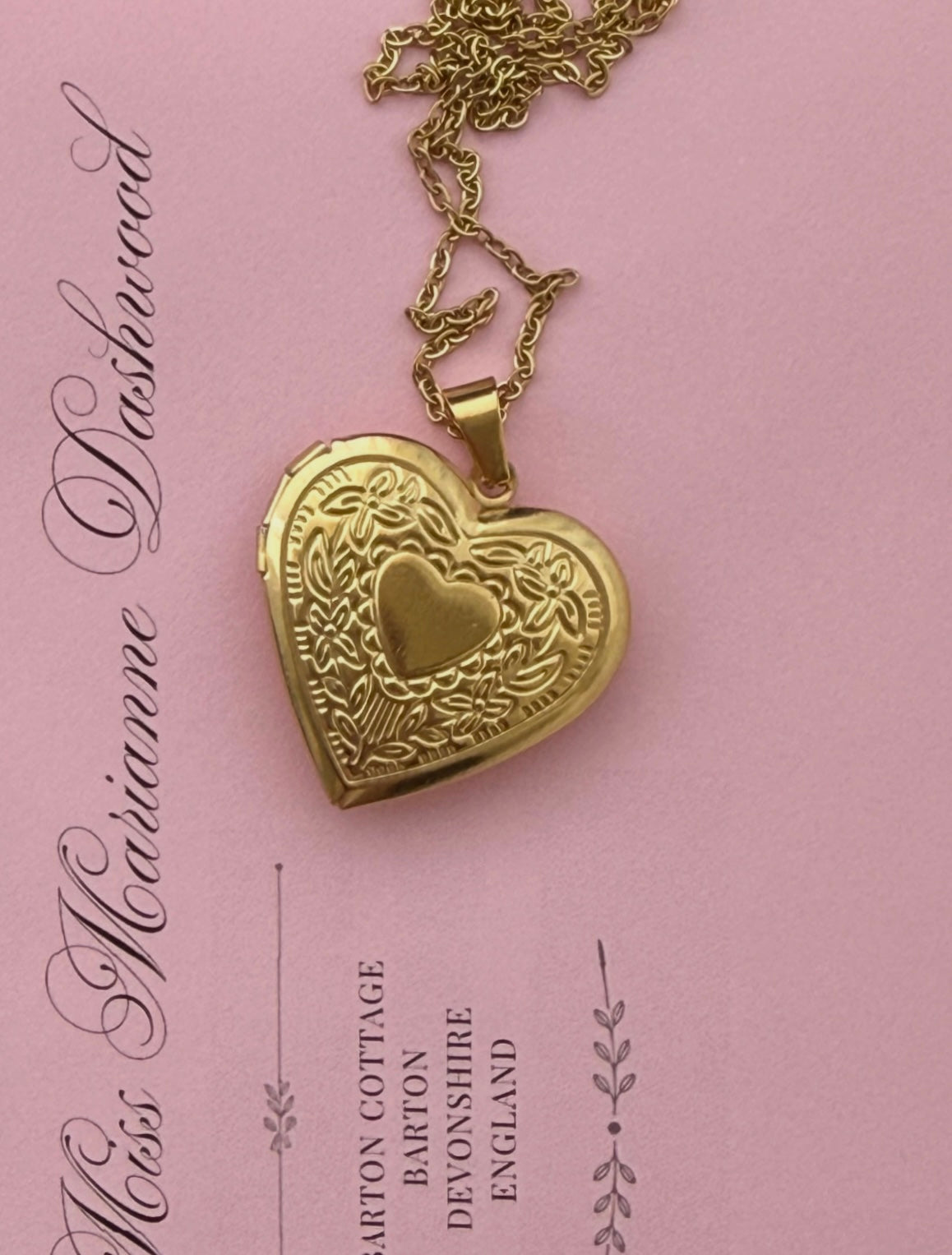 Gold Heart Locket & Letter