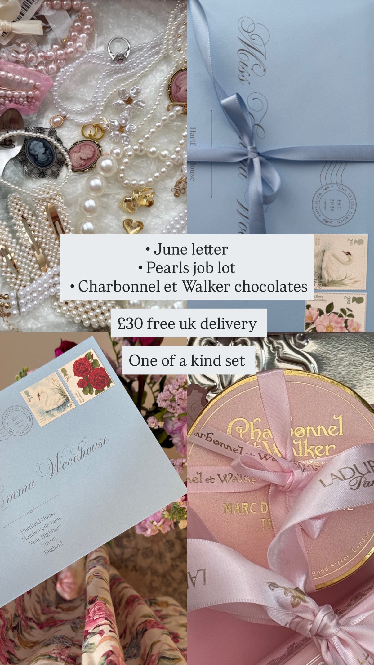 June Letter + Pearl job lot + Charbonnel et Walker