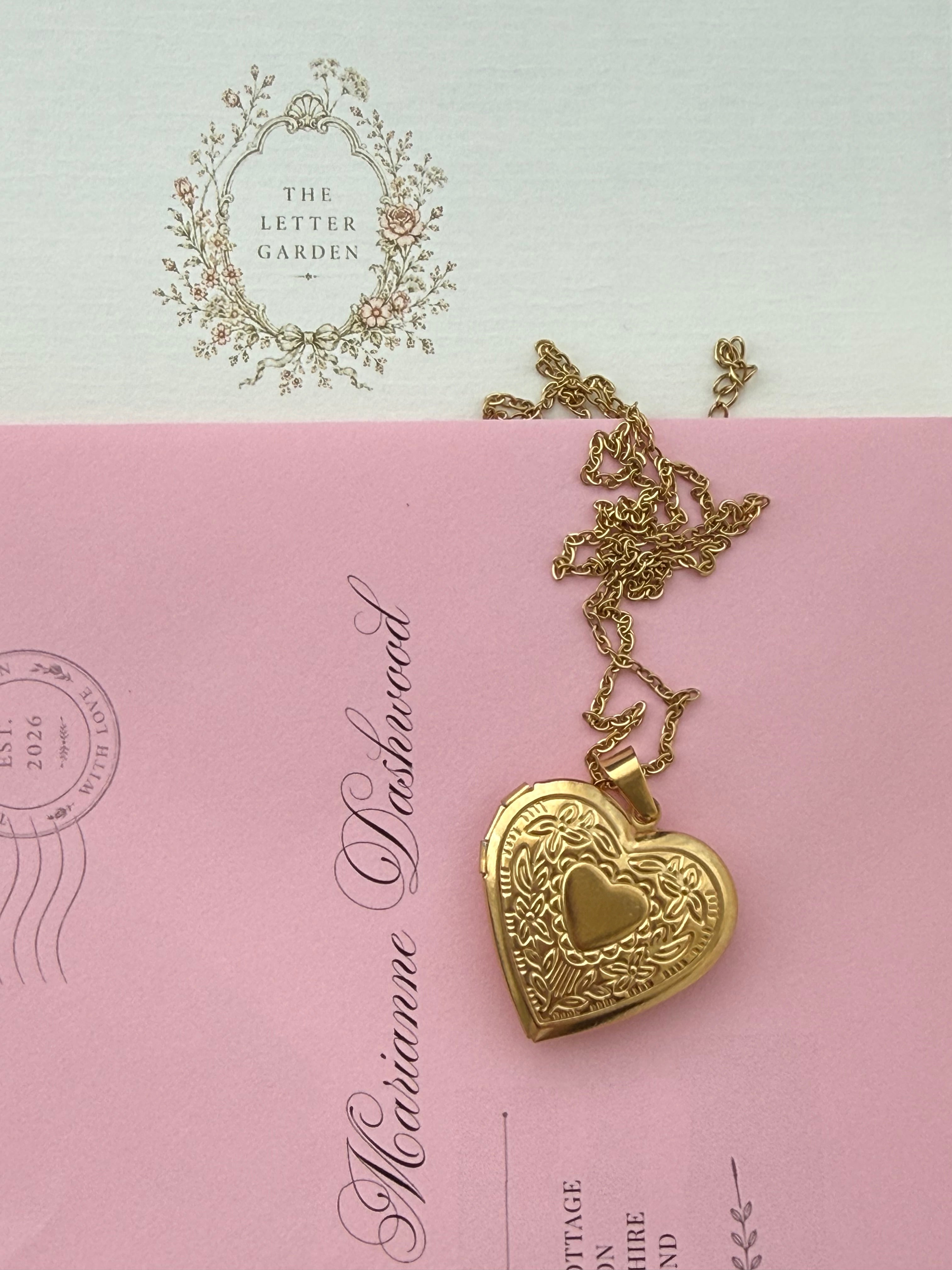 Gold Heart Locket & Letter